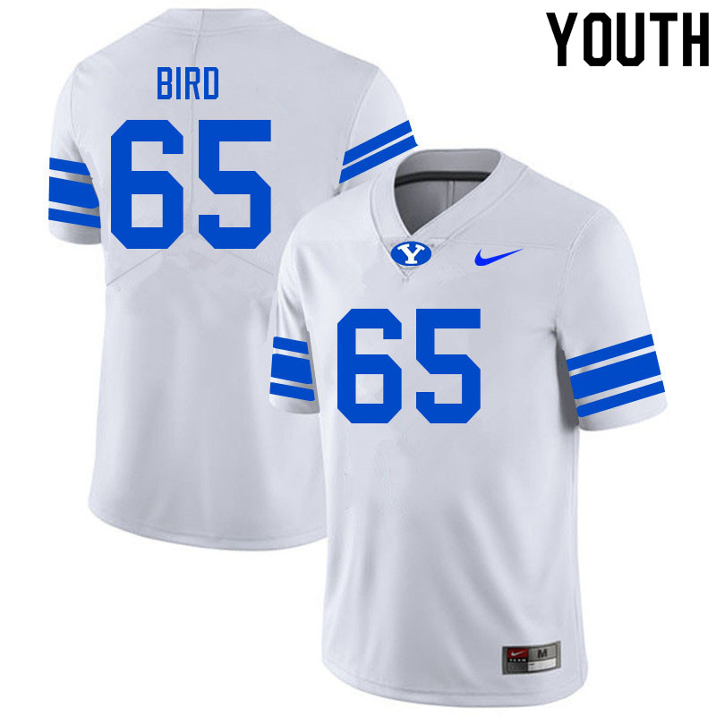 Youth #65 Chandler Bird BYU Cougars College Football Jerseys Sale-White - Click Image to Close